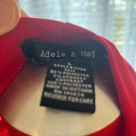 Sheer bodice, red slinky blouse from Adele & May, large. - Picture 7 of 14